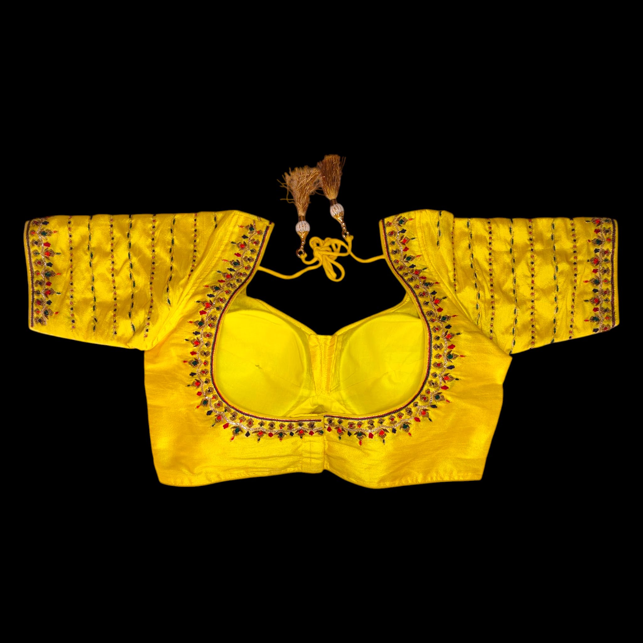 multi color sabyasachi cut yellow color blouse