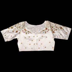 Satin Embroidery Blouse Back Neck Designs