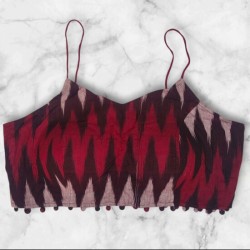 Noodle Strap Padded Ikkat Blouse Design