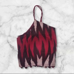 Noodle Strap Padded Ikkat Blouse Design