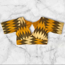 Glass Sleeves Padded Ikkat Blouse Designs