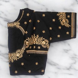 Cotton Sateen Round Neck Simple Embroidery Blouse