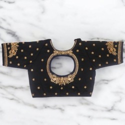 Cotton Sateen Round Neck Simple Embroidery Blouse