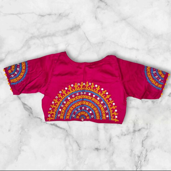 Gujarati Stitched Hand Work Blouse Designs Princess Cut image