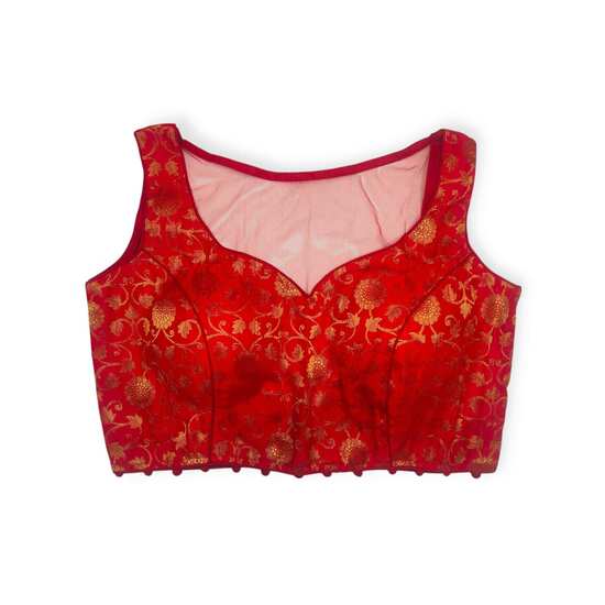 Showing image for Sleeveless Banarasi Princess Cut Padded Blouse Sleeveless Banarasi Princess Cut Padded Blouse image