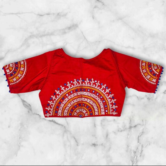Gujarati Stitched Hand Work Blouse Designs Princess Cut image