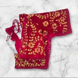 Embroidery Velvet Blouse Designs With Stone Work