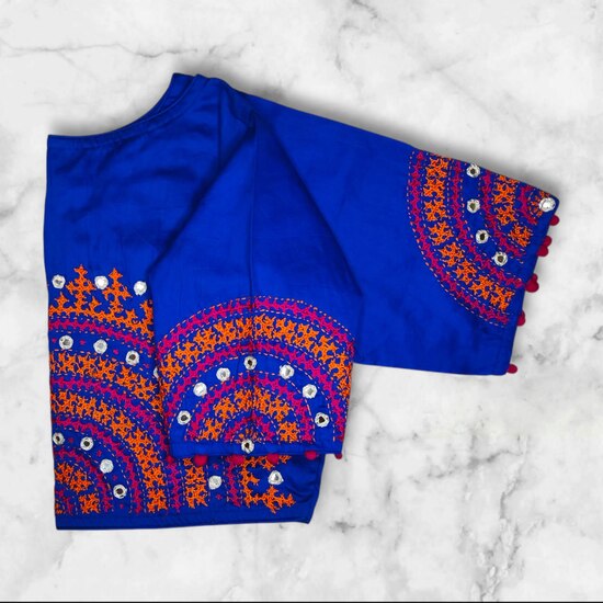 Gujarati Stitched Hand Work Blouse Designs Princess Cut image