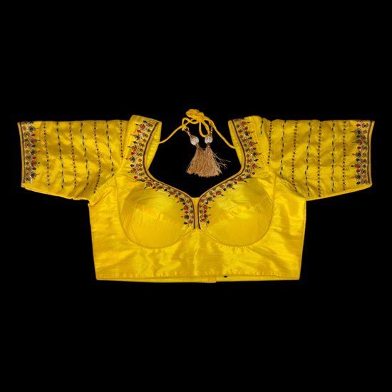 Sabyasachi Cut Radiant Yellow Zardosi Work Blouse Designs image
