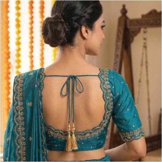 Aari Work Blouse Designs Simple Front and Back image