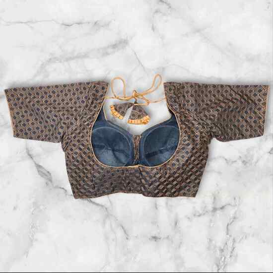Cotton Satin Chain Stitch Sabyasachi Cut Blouse image