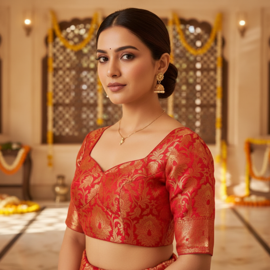 Katan Banarasi Blouse Design Latest Sabyasachi Cut image