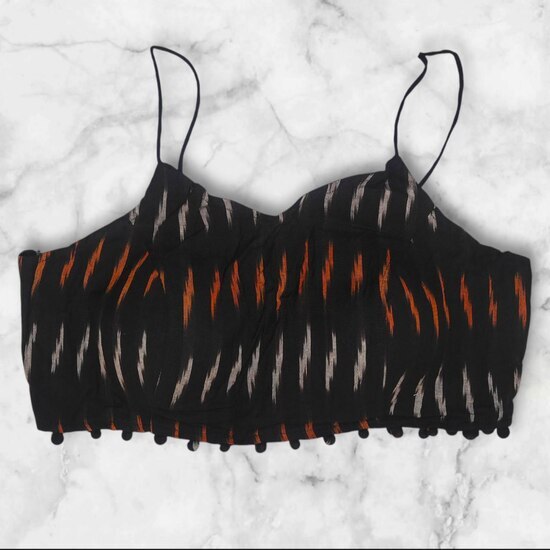 Showing image for Noodle Strap Padded Ikkat Blouse Design Noodle Strap Padded Ikkat Blouse Design Blouse, Party Wear Blouse, Free Size Blouse, Shop image