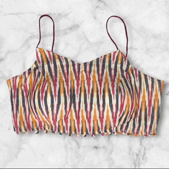 Showing image for Noodle Strap Padded Ikkat Blouse Design Noodle Strap Padded Ikkat Blouse Design Blouse, Party Wear Blouse, Free Size Blouse, Shop image
