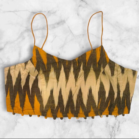 Showing image for Noodle Strap Padded Ikkat Blouse Design Noodle Strap Padded Ikkat Blouse Design Blouse, Party Wear Blouse, Free Size Blouse, Shop image