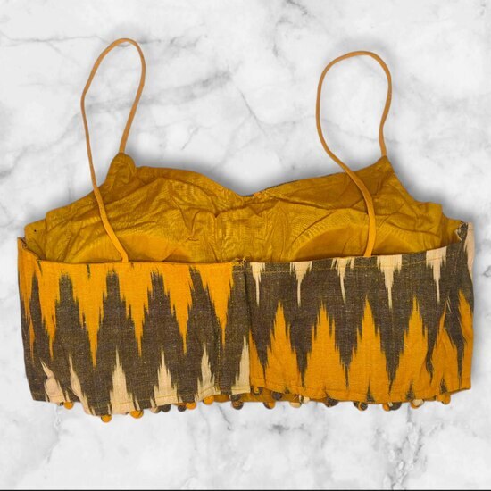 Showing image for Noodle Strap Padded Ikkat Blouse Design Noodle Strap Padded Ikkat Blouse Design Blouse, Party Wear Blouse, Free Size Blouse, Shop image