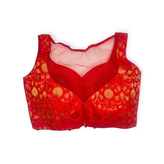 Showing image for Sleeveless Banarasi Princess Cut Padded Blouse Sleeveless Banarasi Princess Cut Padded Blouse image