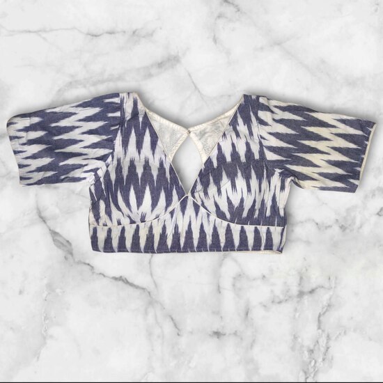Showing image for Glass Sleeves Padded Ikkat Blouse Designs Glass Sleeves Padded Ikkat Blouse Designs Blouse, Printed Cotton Blouse, Free Size Blouse, Shop image