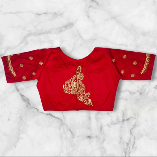 Showing image for Boat Neck Golden Zari Embroidery Princess Cut Blouse Boat Neck Golden Zari Embroidery Princess Cut Blouse image
